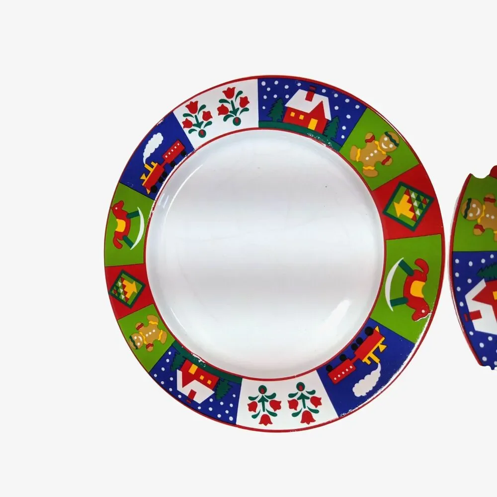 4 Vintage Marketplace Celebrate The Season Plates Christmas Grandmacore Y2K READ